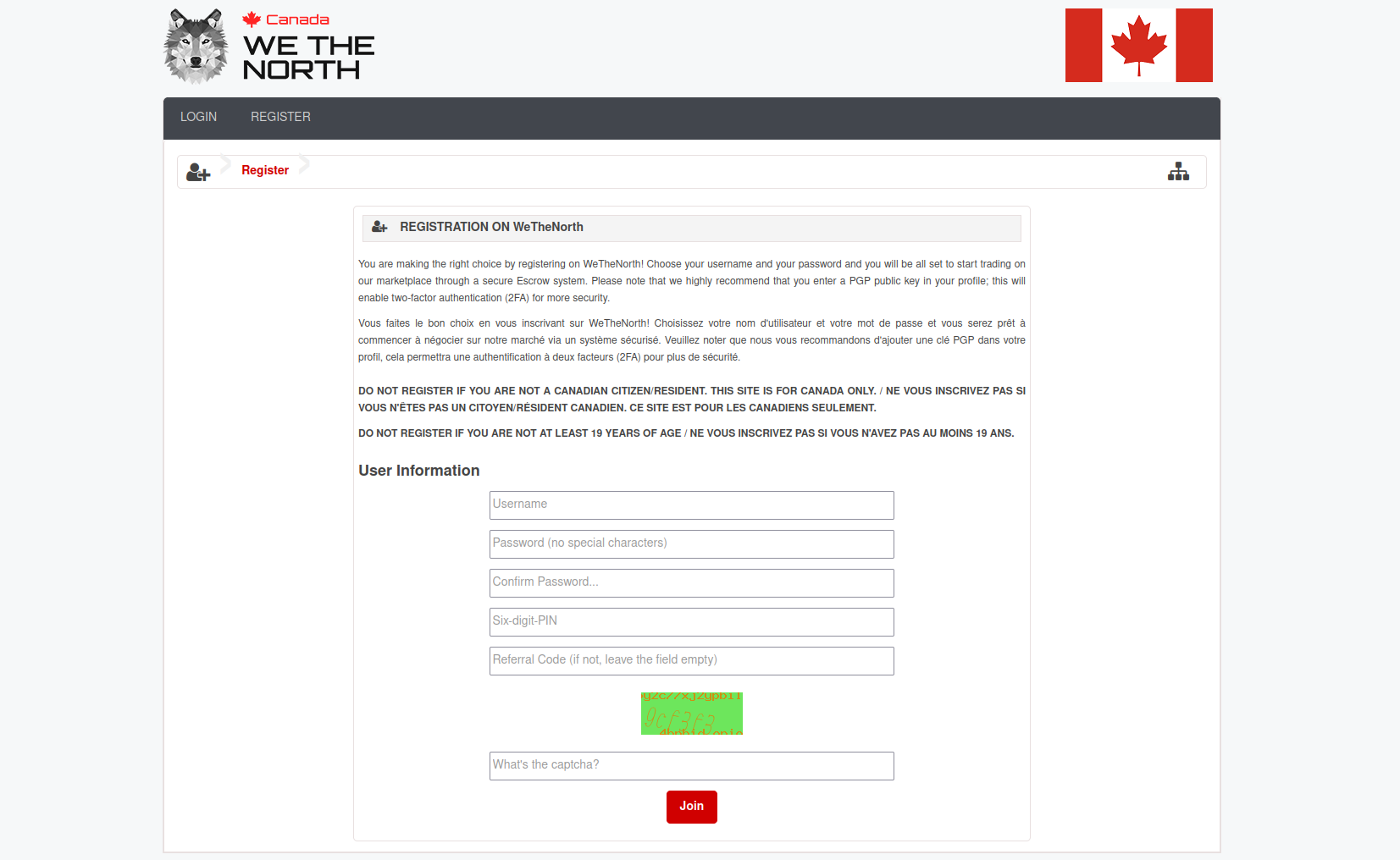 Registration Form - WeTheNorth Market Account Creation